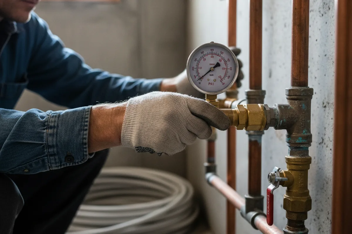 Pressure testing a repaired line during Water Line Repair in San Juan Capistrano